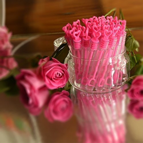 WeddingTree® Premium Seifenblasen Set in pink - 48 teilig Herzgriff - herzallerliebst für Hochzeit