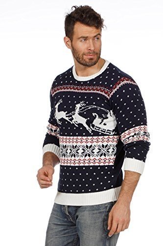 Weihnachtspullover Schlitten Ugly Christmas Sweater Pullover Weihnachten S-XXL