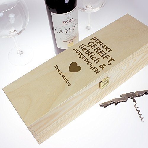 Weinbox aus Holz " Weinbeschreibung " mit Gravur - Personalisiertes Liebes Geschenk zum Valentinstag