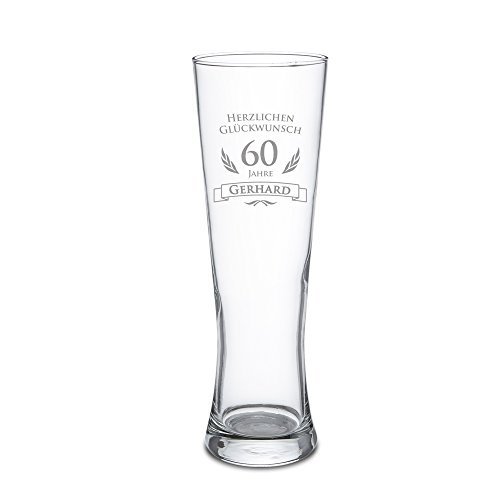 Weizenbierglas mit Gravur zum 60. Geburtstag