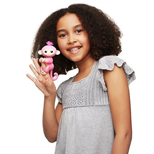 Wow Wee Fingerlings Glitzer Äffchen pink Rose 3764 interaktives Spielzeug, reagiert auf Geräusche,