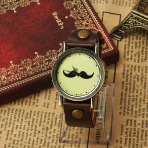 YESURPRISE Mustache Schnurrbart Armbanduhr Uhr Trend Blogger Retro Vintage Watch Geschenk Gift 05