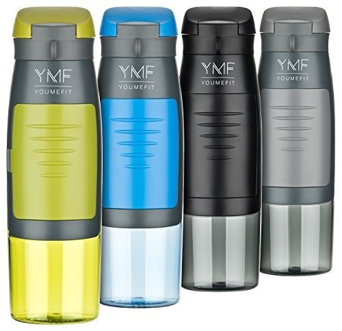 YOUMEFIT Sport Trinkflasche mit Fach für Geld, Karten I praktische Sportflasche