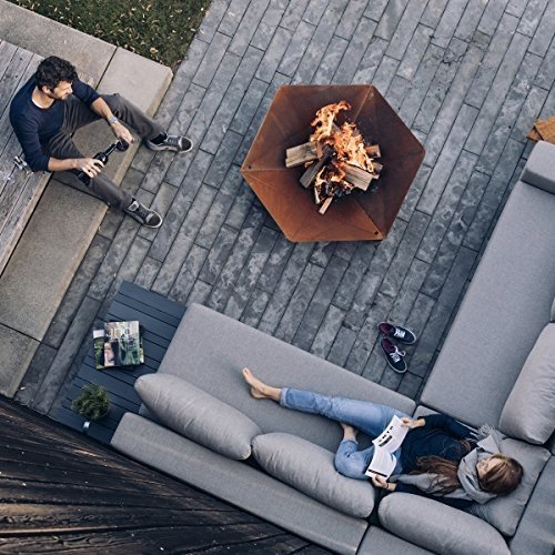 Höfats TRIPLE 65 Feuerschale - Design-Feuerstelle und Grill - für Terrasse und Garten - Corten-Sta