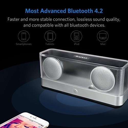 inateck tragbarer kabelloser Bluetooth 4.2 Lautsprecher, Kristalloptik, 20W Watt,erweiterter Subwoof