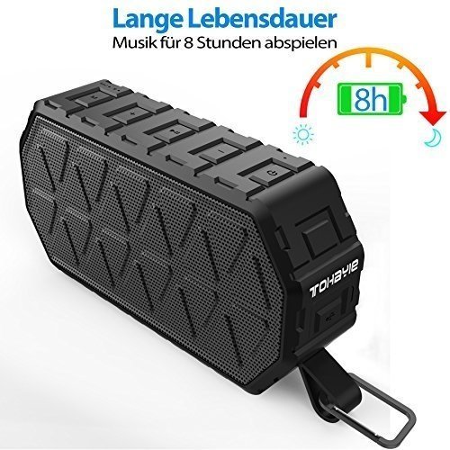 ToHayie Bluetooth Lautsprecher Wasserdicht,IPX6 Outdoor Tragbarer Lautsprecher,Mobiler Bluetooth 4.2