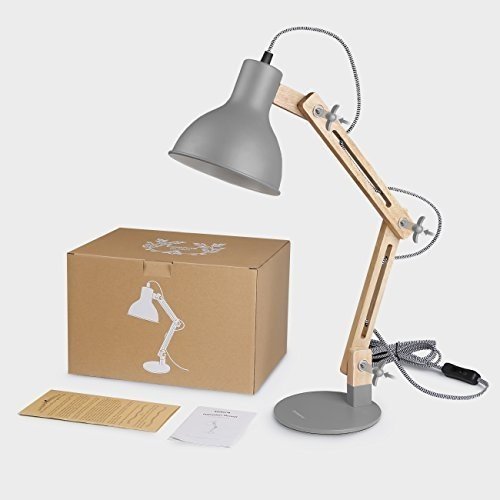 Tomons LED Leselampe im klassichen Holz-Design, Schreibtischlampe, Tischleuchte, verstellbare Schrei
