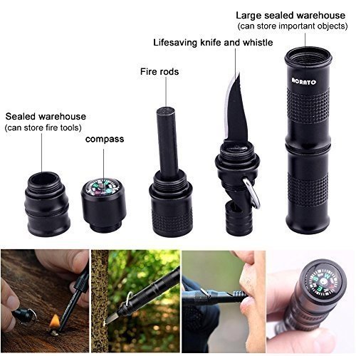 ACRATO Kubotan Tactical Pen Outdoor Überlebenstool Taktisches Multifunktionswerkzeug mit Mini Kompa