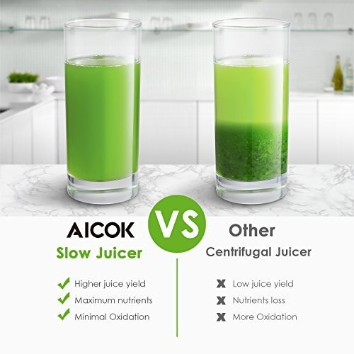 Aicok Entsafter, Slow Juicer Presse, BPA frei, Obst, Gemüse Saft, Elektronische Saftpresse automati