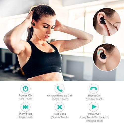 Arbily Mini Bluetooth Kopfhörer Kabellos In Ear True Wireless Earbuds mit Portable Mini Ladebox,Blu
