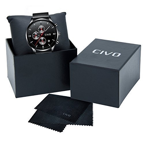 CIVO Herrenuhren Multifunktional Chronograph Datumskalender Wasserdicht Analoge Quarzuhr mit Silbern