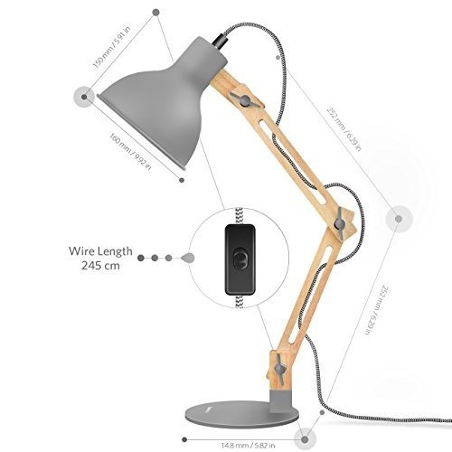 Tomons LED Leselampe im klassichen Holz-Design, Schreibtischlampe, Tischleuchte, verstellbare Schrei