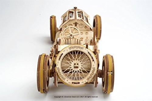 Ugears U-9 Grand Prix Rennwagen Modellbauauto aus Holz zum selber bauen (DIY Modelbausatz) | Retro O