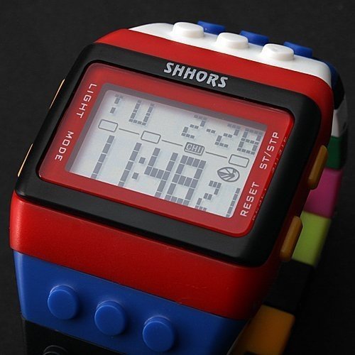 Unisex Regenbogen Lego Digital-Armbanduhr