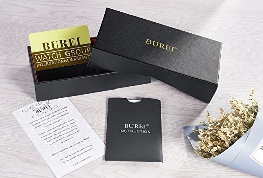 BUREI Herren Uhren Ultra Dünne Schwarze Minimalistische Quartz mit Datumsanzeige und Milanese Armba