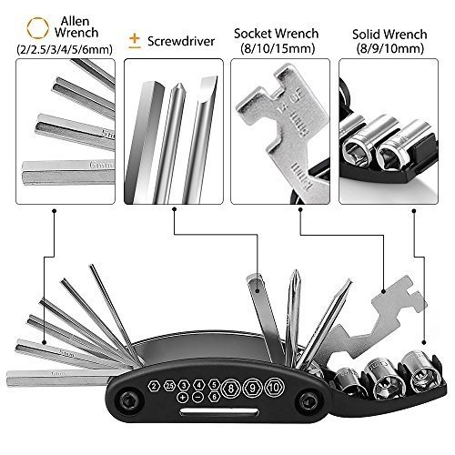 Fahrrad-Multitool, Migimi 16 in 1 Werkzeuge für Fahrrad Reparatur Set