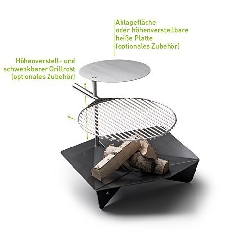 Höfats TRIPLE 65 Feuerschale - Design-Feuerstelle und Grill - für Terrasse und Garten - Corten-Sta