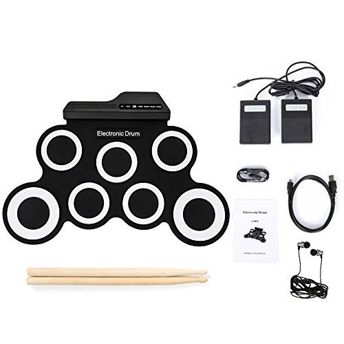 Jacksoo Portable Roll-Up Drum, elektronische Digital Drum Pad Kit Musikalische Praxis Instrument mit