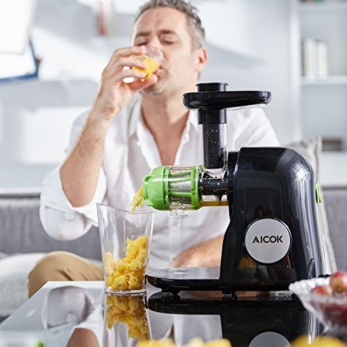 Aicok Entsafter, Slow Juicer Presse, BPA frei, Obst, Gemüse Saft, Elektronische Saftpresse automati