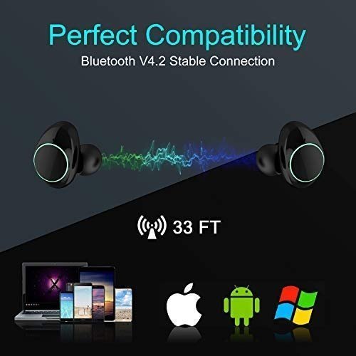 Arbily Mini Bluetooth Kopfhörer Kabellos In Ear True Wireless Earbuds mit Portable Mini Ladebox,Blu