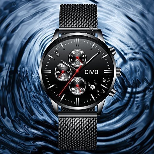 CIVO Herrenuhren Multifunktional Chronograph Datumskalender Wasserdicht Analoge Quarzuhr mit Silbern